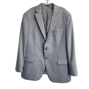 Awearness Kenneth Cole Mens Light Blue Textured Modern Fit Stretch Blazer 44R